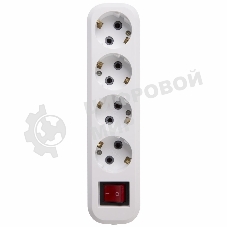 Колодка 4 гнезда Rexant с кнопкой c заземлением