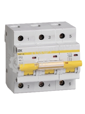 Авт. выкл. IEK MVA40-3-063-D ВА47-100 3Р 63А 10кА х-ка D IEK