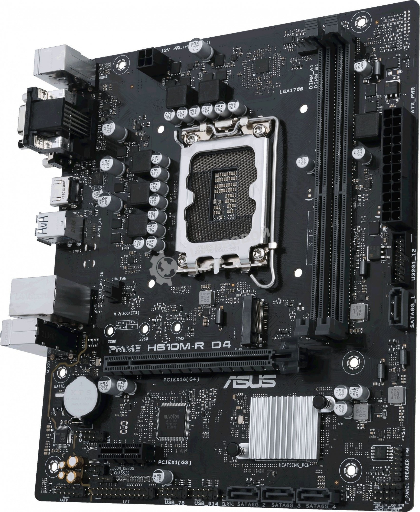 Материнская плата ASUS PRIME H610M-R D4-SI, LGA 1700, Intel H610, 2xDDR4, 4xSATA, 1xM.2 PCIe 3.0 x4, 1xPCIe 4.0 x16, 1xPCIe x1, 1xHDMI, 1xDVI, 1xVGA, 2xUSB-A 2.0, 2xUSB-A 3.2 Gen 1, 1x 1Gb LAN, 3x3.5 мм, 7.1, mATX