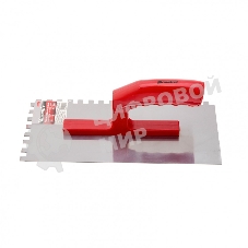 Гладилка Matrix стальная, 280 х 130 мм, зеркальная полировка, пластмас. ручка, зуб 10 х 10 мм