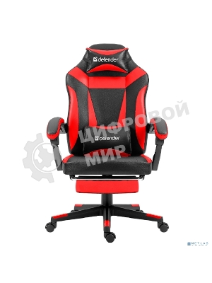 Кресло Defender CRUISER BLACK/RED черный/красный, экокожа, подставка для ног