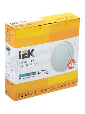 Светильник IEK LDPO0-4002-12-4000-K01LED ДПО 4002 12Вт IP54 4000K круг белый IEK