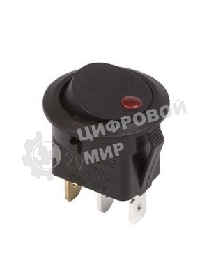 Выключатель клавишный Rexant круглый 12V 16А (3с) ON-OFF черный с красной подсветкой