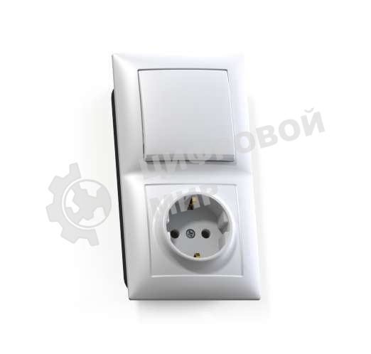 Блок Кунцево-Электро СП БКВР-411 Селена (1-кл. выкл. + розетка с заземл.) белый
