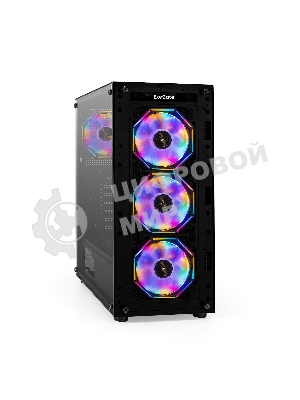 Компьютерный корпус Miditower ExeGate i3 BASE (ATX, без БП, с окном, 1*USB+1*USB 3.0, аудио, 4 вент. 12см с RGb подсветкой)