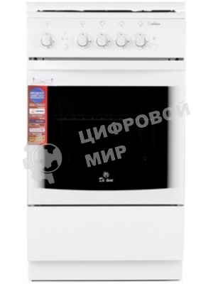 Плита газовая De Luxe 5040.36Г (КР) белый, конфорок 4 шт, духовка 43 л, 50 см x 85 см x 50 см