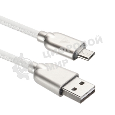 Кабель USB ACD-Allure MicroUSB - USB-A Кожа, 1м, белый
