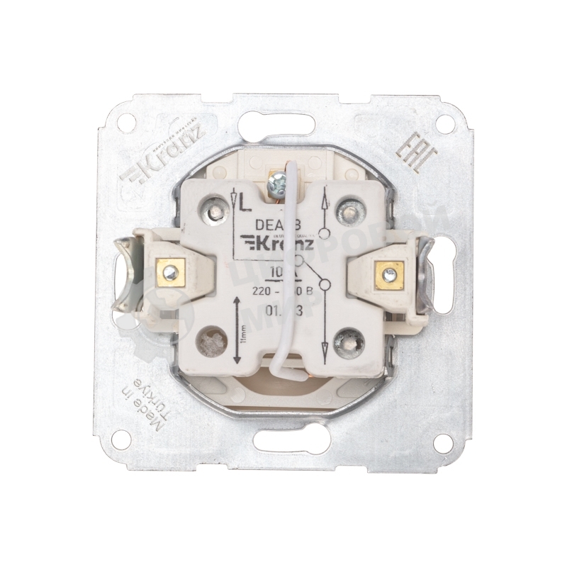 Переключатель Kranz DEA 1кл прох. (инд) с/у 10А мех. бежевый (1/10/120)