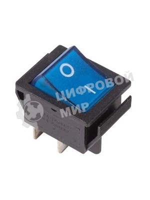 Выключатель клавишный Rexant 250V 16А (4с) ON-OFF синий с подсветкой