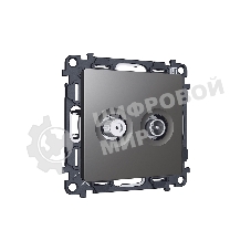 Комплект механизма розетки TV оконечной + SAT 5-862MHz 3.5dB/950-2150MHz 3.5dB ALFA Антрацит серый QUANT (AP6633, VM217) MA663310