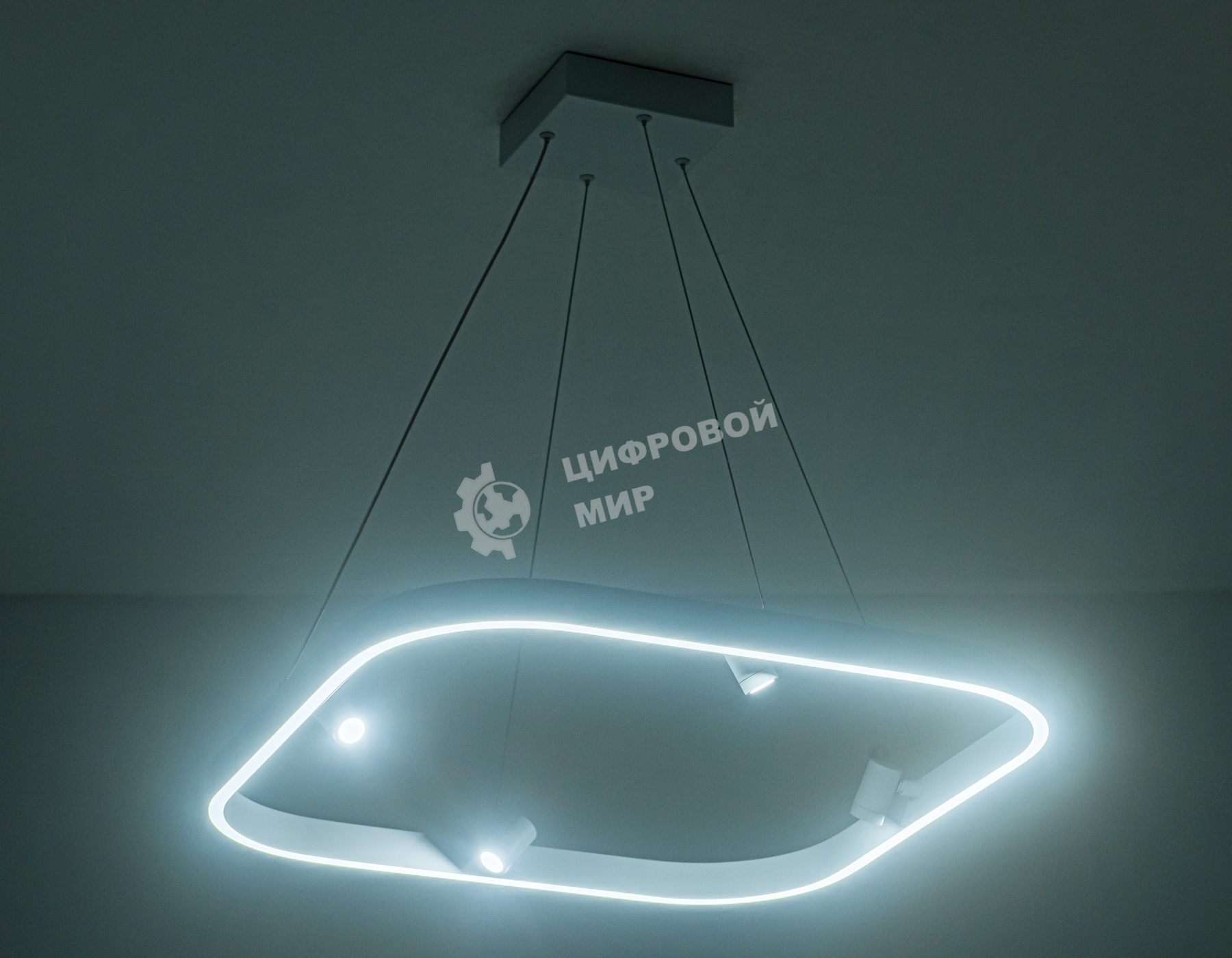 Подвесной светодиодный светильник Ambrella light FL5802/1+4 WH белый 50W 3000K/4200K/6400K 600*600*1200 (без ПДУ)