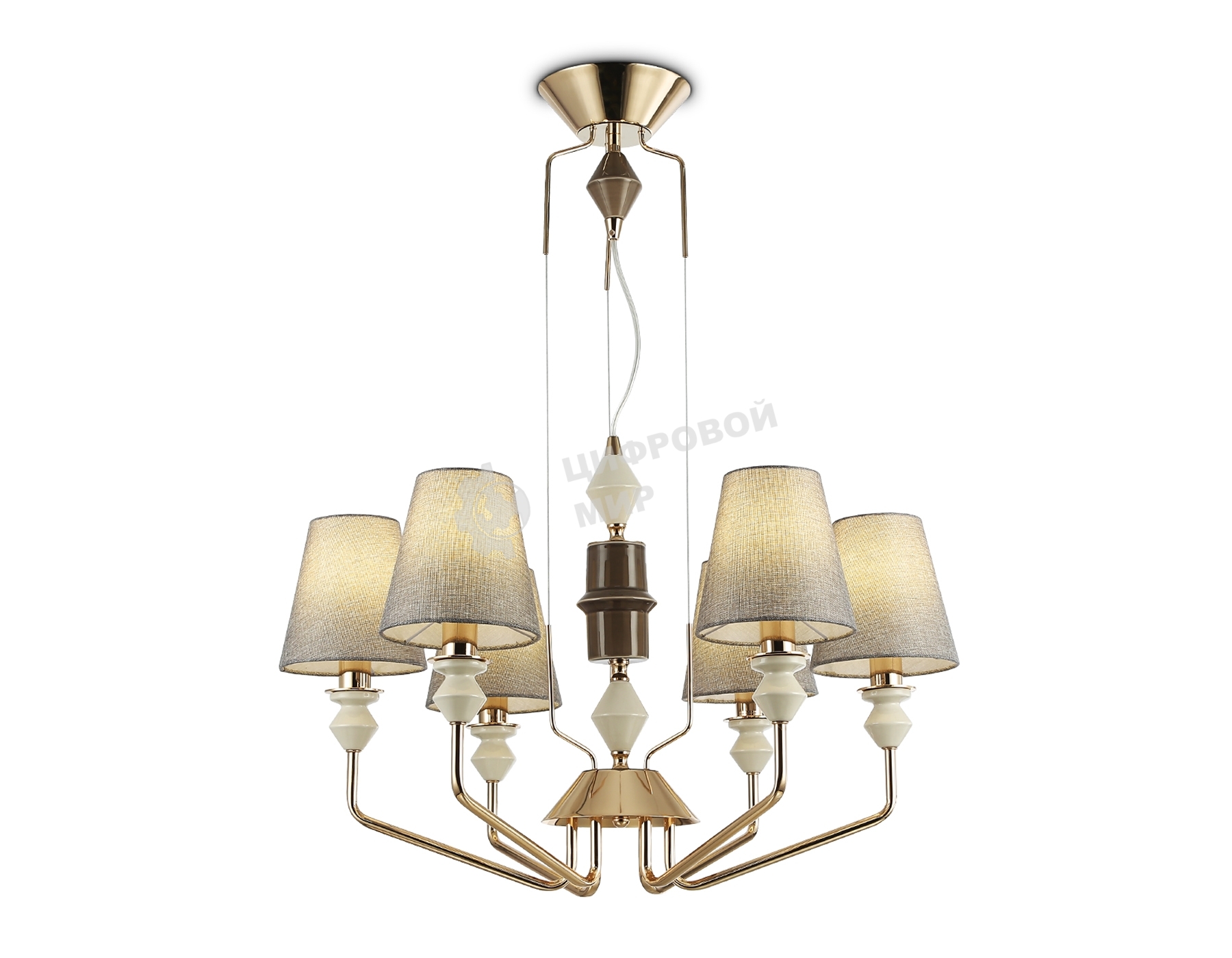 Люстра Ambrella light LH75401/6 GD/GR золото/серый E14*6 max 40W D700*1260