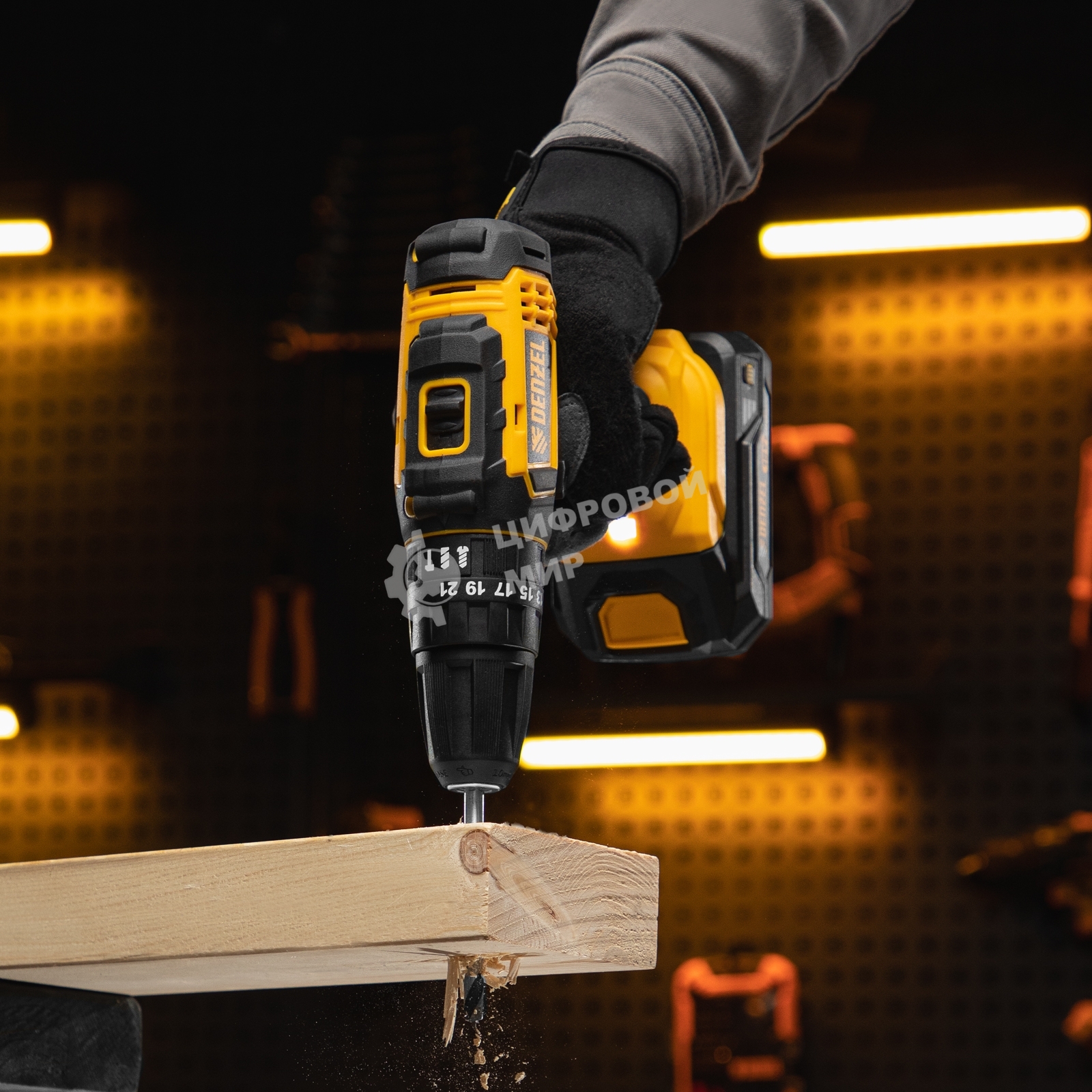 Дрель-шуруповерт Denzel CID-18-0, Аккумуляторная, 18В, Без АКБ и ЗУ, Ударная, Кейс