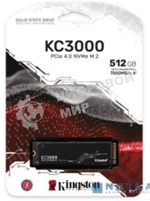 Накопитель SSD Kingston 512Gb M.2 KC3000 SKC3000S/512G (PCI-E 4.0 x4, up to 7000/3900Mbs, 3D TLC, NVMe, 400TbW, Phison E18, 22х80мм, LP heatsink)