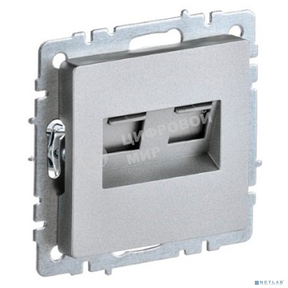 Розетка компьютерная двойная СП RJ45 кат.5E BRITE РК10-2-БрА алюм. IEK BR-K20-1-K47