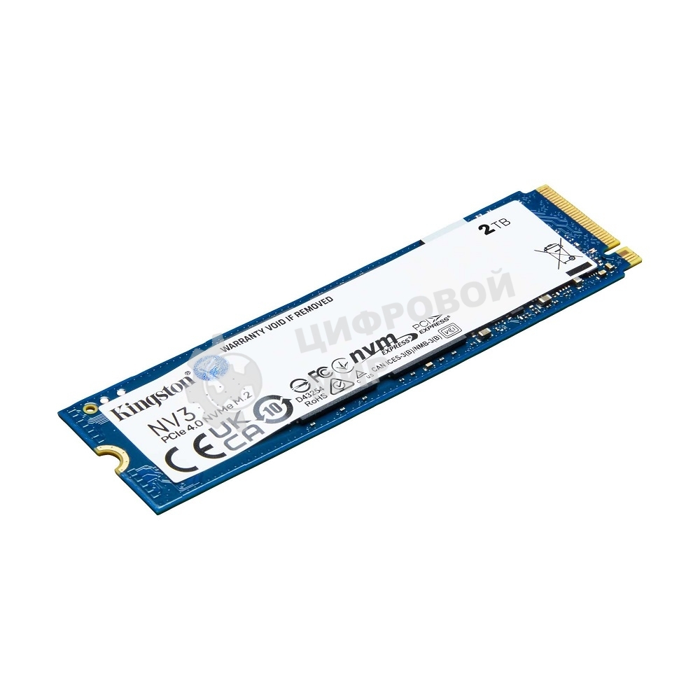 Накопитель SSD Kingston NV3, 2000Gb, M.2 2280, PCIe 4.0 x4, NVMe, R/W 6000/5000