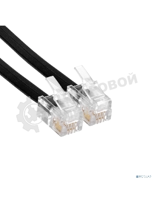 Патч-корд телефонный ExeGate TC4P4C-4M (шнур для телефонной трубки, витой, RJ-10 (4P-4C), 4м, черный)