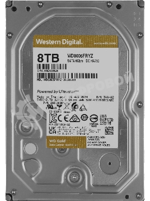 Жесткий диск WD SATA-III 8Tb Desktop Gold 512E (7200rpm) 256Mb 3.5