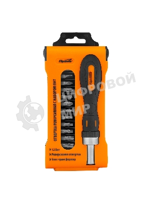 Отвертка реверсивная с набором бит, CrV, 12 шт. Sparta