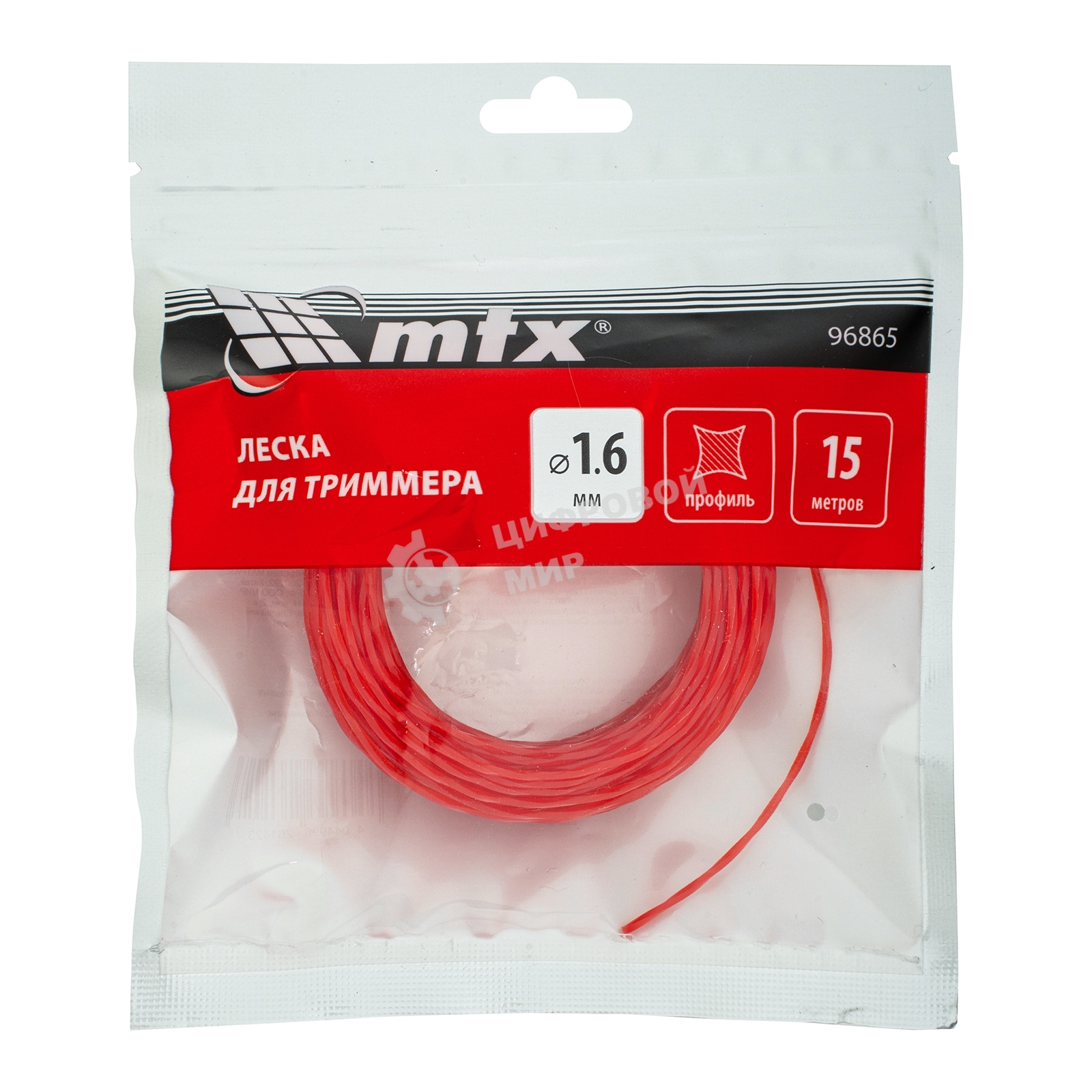 Леска для триммера MTX витой квадрат 1,6 мм х 15 м