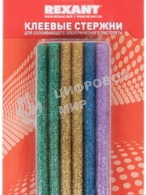 Клеевые стержни Rexant, Ø7 мм, 100 мм, прозрачные, 12 шт., блистер