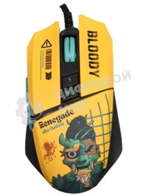 Мышь проводная A4Tech Bloody W63 Max Renegade желтый, 12000 dpi, USB, кнопки - 7