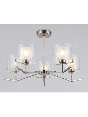Люстра Ambrella light LH57001/5 SN/FR никель/белый матовый E14/5 max 40W D690*390
