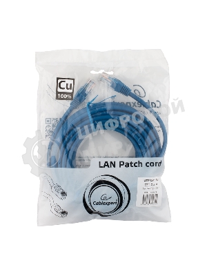 Патч-корд медный UTP Cablexpert PP10-7.5M/B cat.5, 7.5м, литой, многожильный, синий