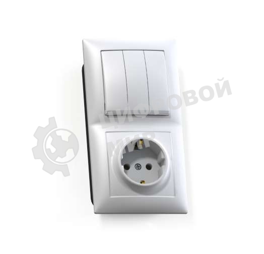 Блок СП БКВР-413 Селена (3-кл. выкл. + розетка с заземл.) бел. Кунцево 8209