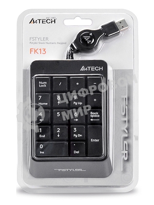 Числовой блок проводной A4Tech Fstyler FK13, USB, серый