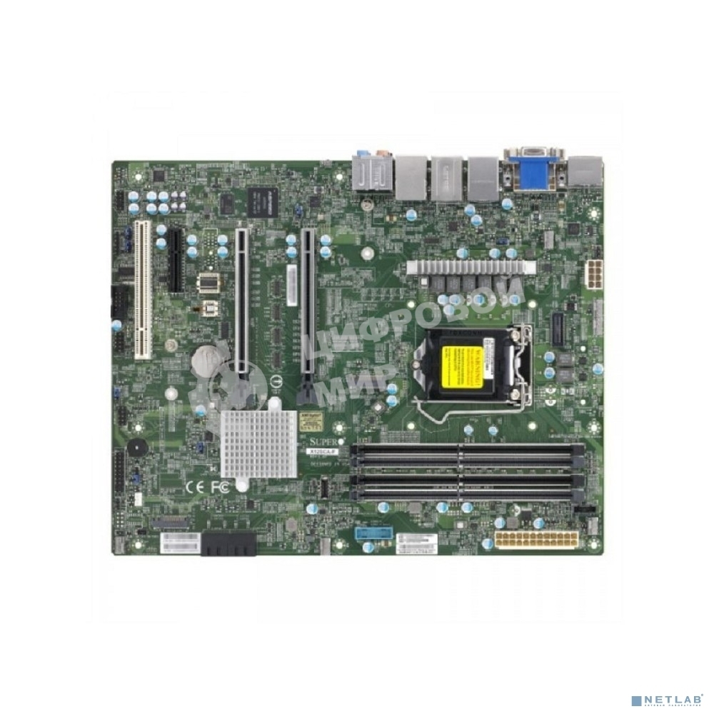 Материнская плата Supermicro MBD-X12SCA-F-B W-1200 CPU, 4 DIMM slots, Intel W480 controller for 4 SATA3 (6 Gbps) ports, RAID 0,1,5,10, 1 PCIe 3.0 x4, 2 PCIe 3.0 x16 slots, bulk