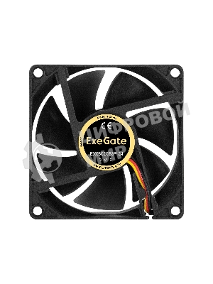 Вентилятор для корпуса ExeGate EX08020B3P-24 черный, 80 мм, 4000 об/мин, 42.3 дБ, 3 pin