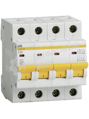 Выключатель автоматический IEK MVA20-4-020-C ВА47-29 4Р 20А 4,5кА х-ка С IEK