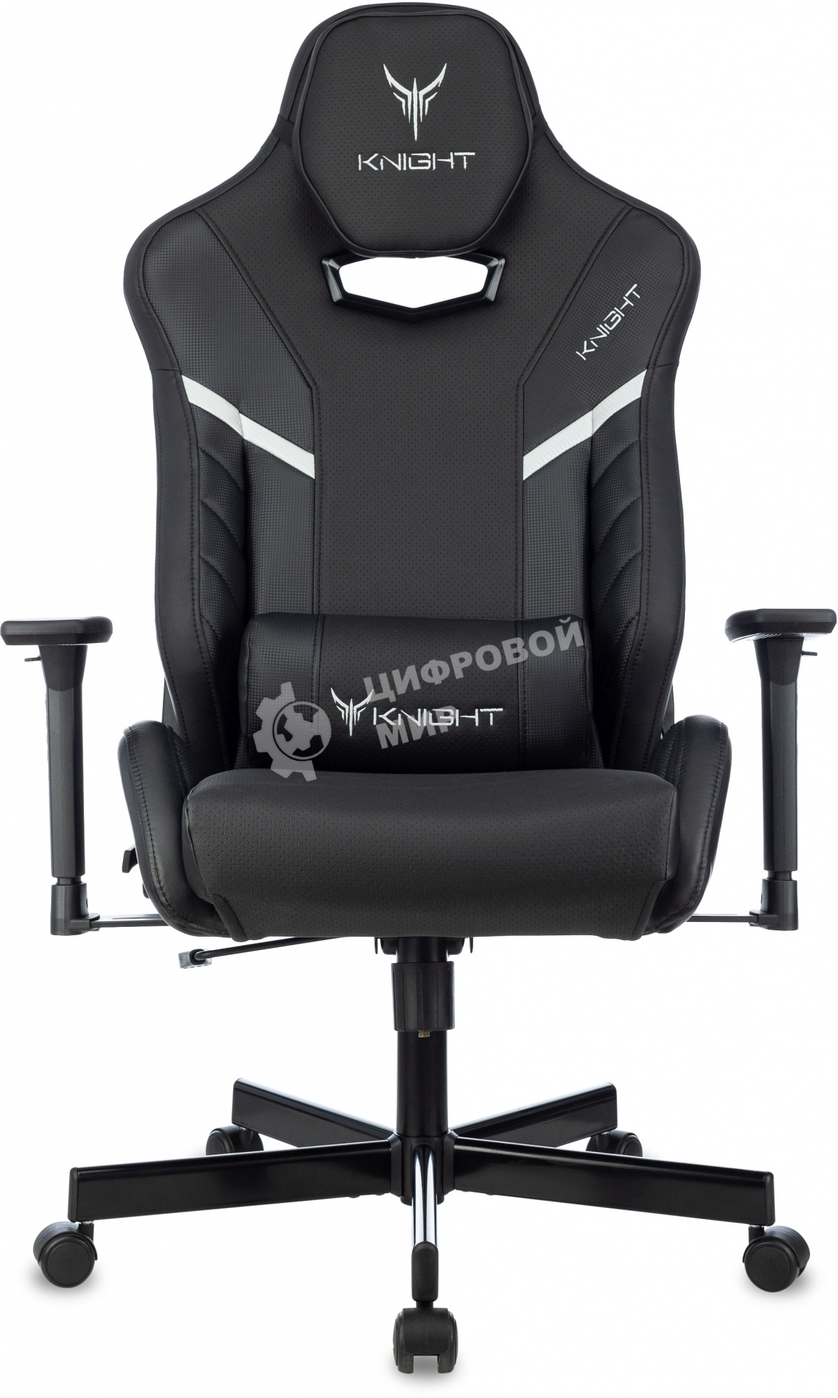 Кресло игровое Knight Thunder 5X черный эко.кожа крестов. металл