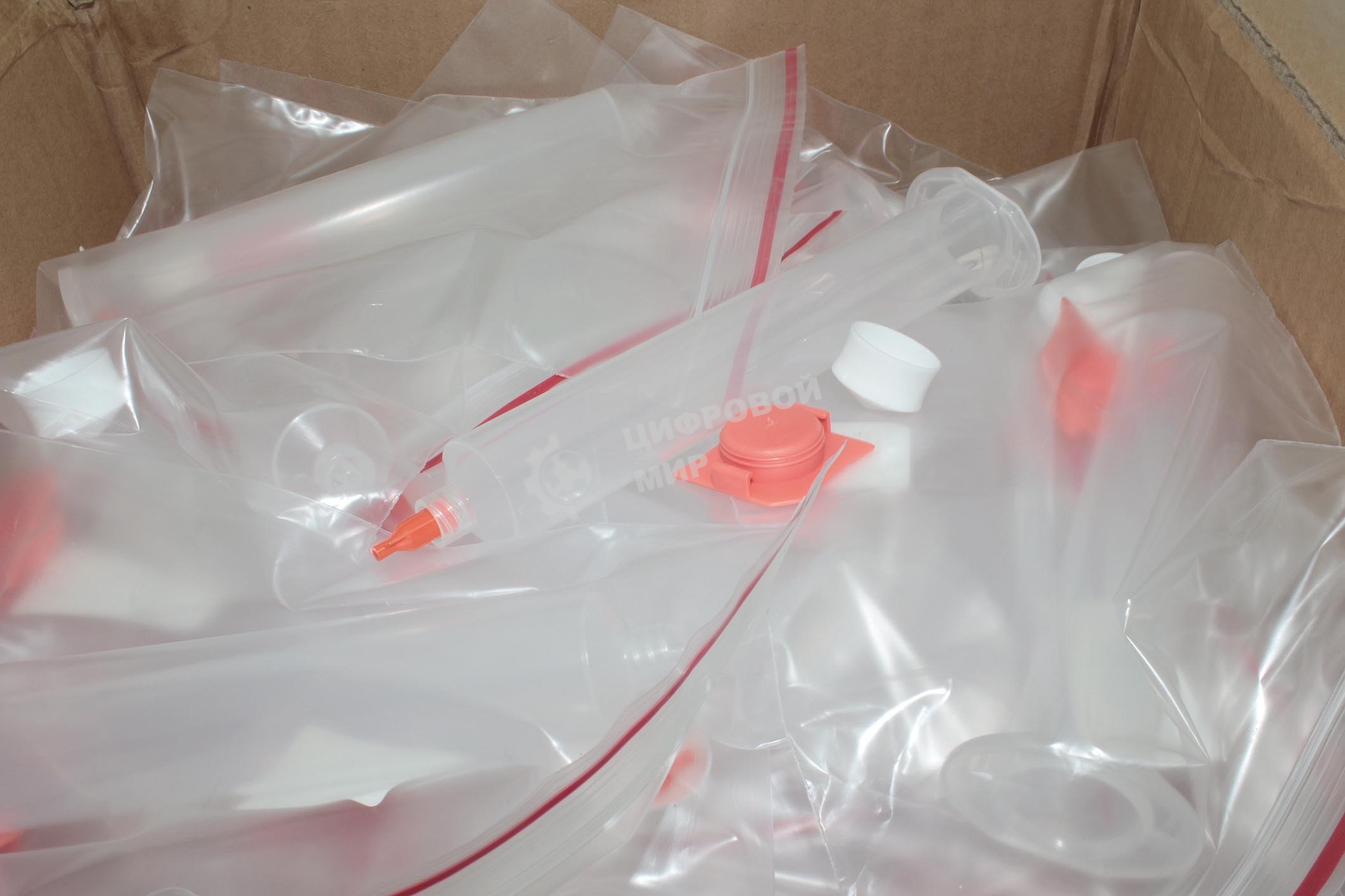 Промышленный шприц 55 мл с красной крышкой 100 шт