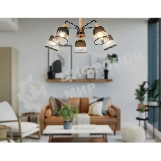 Светильник Ambrella light TR4741/5 BK/LW черный/светлое дерево E27/5 max 40W D760*350