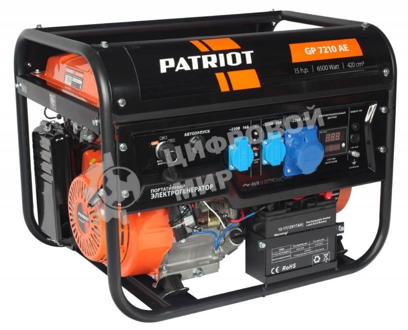 Электрогенератор бензиновый Patriot GP 7210AE, 6.5 кВт, 78 дБ, 81 кг