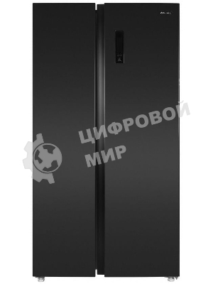 Холодильник Maunfeld MFF177NFSB черный глянц. двухкамерный 263/170л морозилка сбоку, No Frost, Side by Side