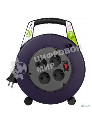 Удлинитель силовой ЭРА BPx-4-2x0,75-20m в закрытом корпусе без заземления с выключателем 4 розетки 20 м ПВС 2x0,75мм2 6А