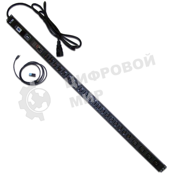 Вертикальный блок розеток, 4xC19+20xC13, 250V/16A, с мониторингом по RS-485, шнур 3 м, вилка C20