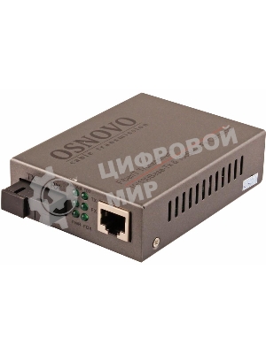 Медиаконвертер OSNOVO Медиаконвертер FE, по одному волокну SM до 20 км, по MM - до 1.5 км, tx1550/rx1310нм