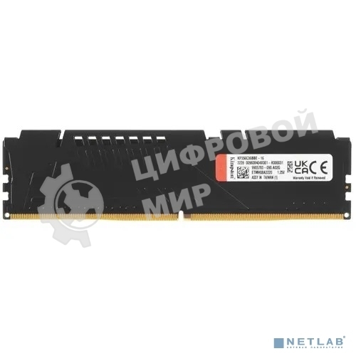 Оперативная память Kingston Fury Beast, DDR5, 16Gb (1x16GB), 5600MHz, CL36, DIMM, с радиатором, черный