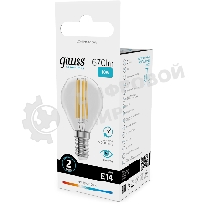 Лампа светодиодная филаментная Gauss Filament 10Вт цок.: E14 шар св. свеч. бел. нейт. (упак.: 10 шт)