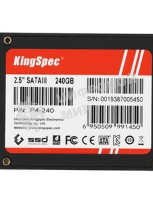 Накопитель SSD KingSpec P4-240, 240Gb, SATA III, 2.5
