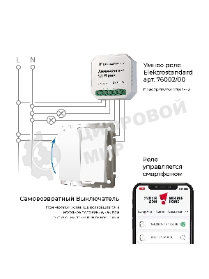 Выключатель двухклавишный с самовозвратом (белый матовый)