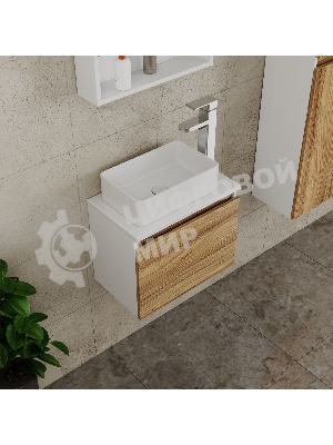 Раковина накладная со смесителем (прямоугольная BAU Hotel mini 37х23, белая + смеситель Hotel Still, нержавеющая сталь)