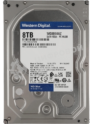 Жесткий диск WD SATA-III 8Tb WD80EAAZ Desktop Blue (5640rpm) 256Mb 3.5