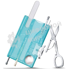 Швейцарская карта Victorinox SwissCard Nailcare (0.7240.T21) бирюзовый полупрозрачный коробка подарочная