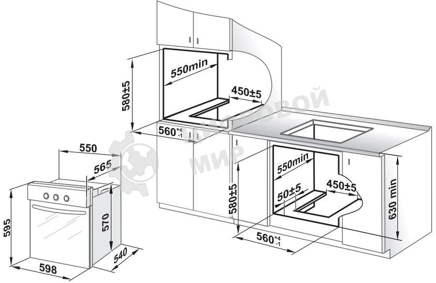 Газоэлектрический духовой шкаф Gefest 621-03 К56, встраиваемый