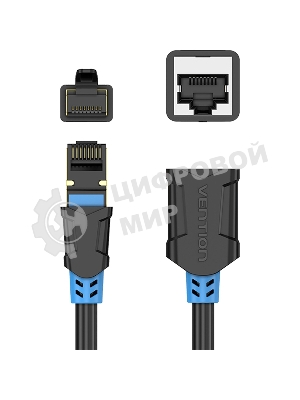 Патч-корд удлинитель Vention прямой SSTP cat.6, RJ45 - 2м. черный